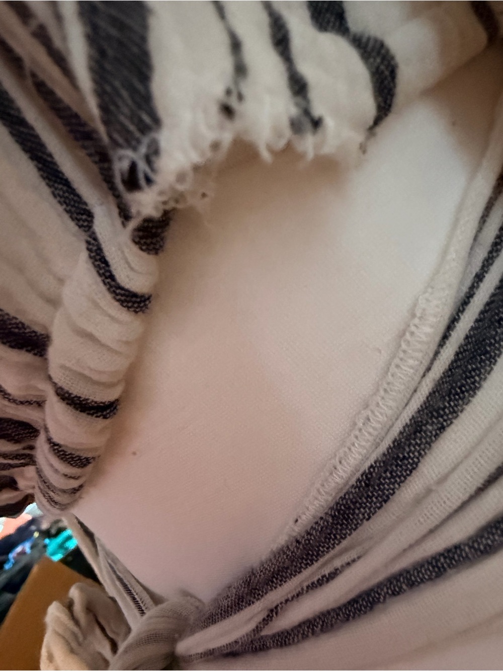 Jen's Pirate Booty Black & Cream Striped Lightweight Blouse - Picture 3 of 8
